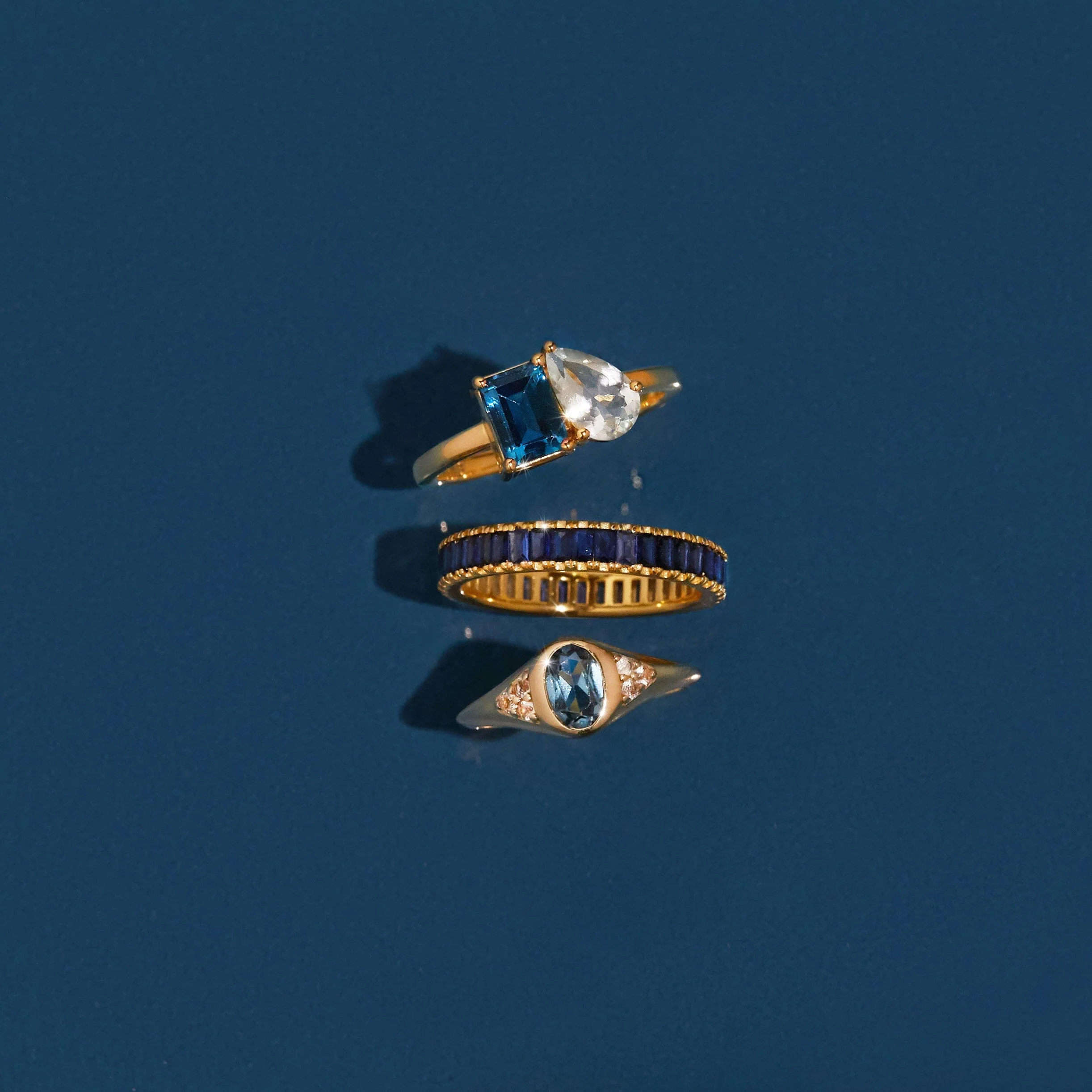 Lab Grown Blue Sapphire Baguette Eternity Ring - Image 8