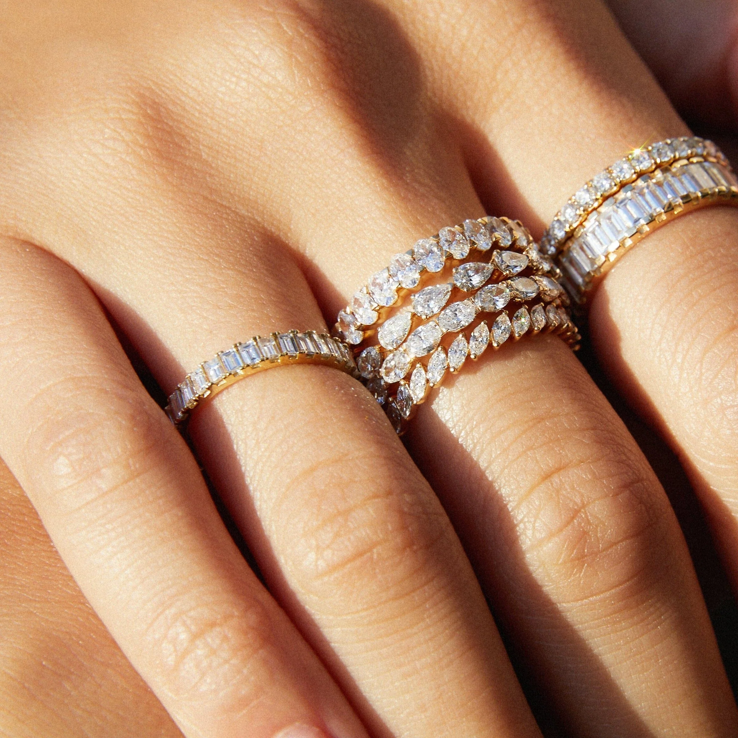 Bold Half Diamond Baguette Ring - Image 13
