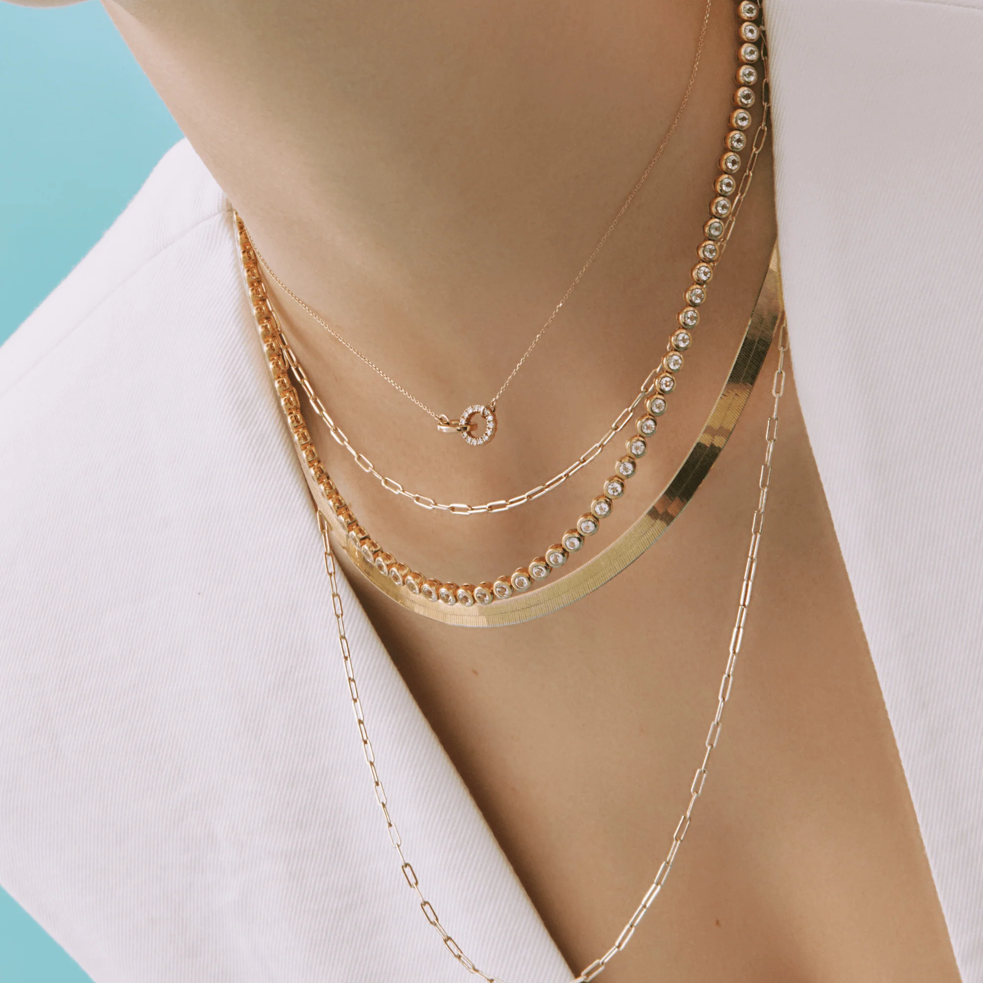 Solid Gold Herringbone Chain Necklace - Image 37