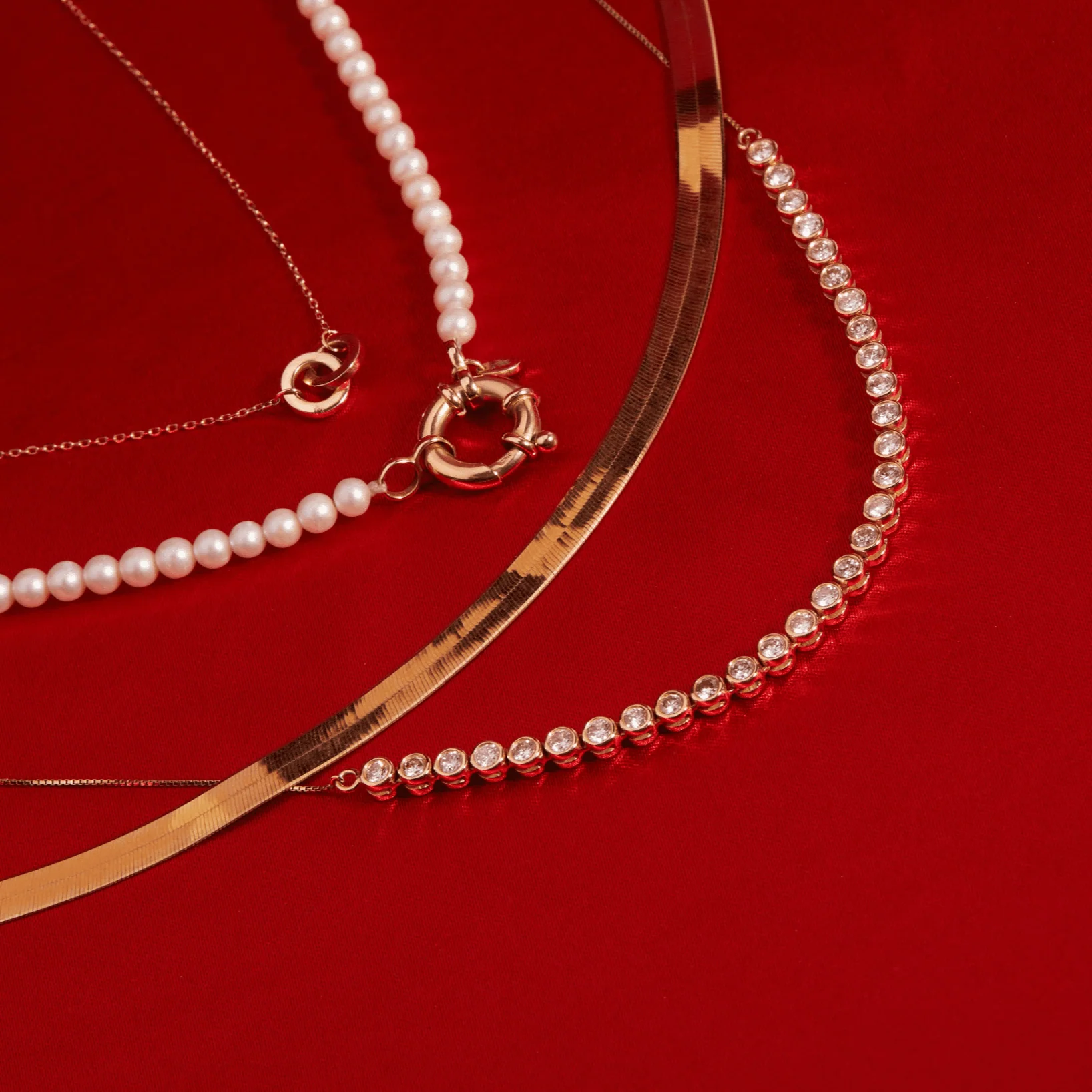 Solid Gold Herringbone Chain Necklace - Image 46