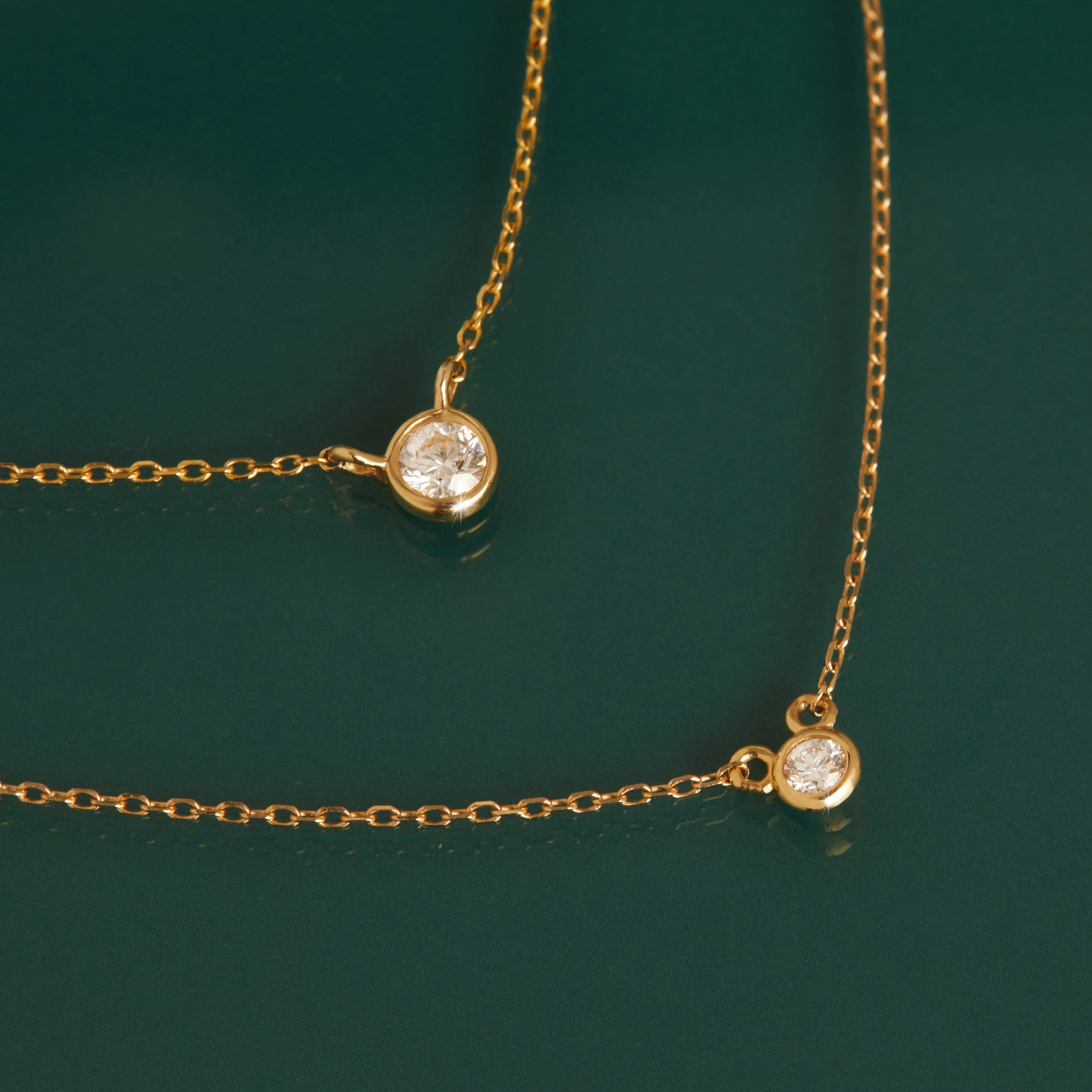 Medium Diamond Bezel Necklace - Image 4