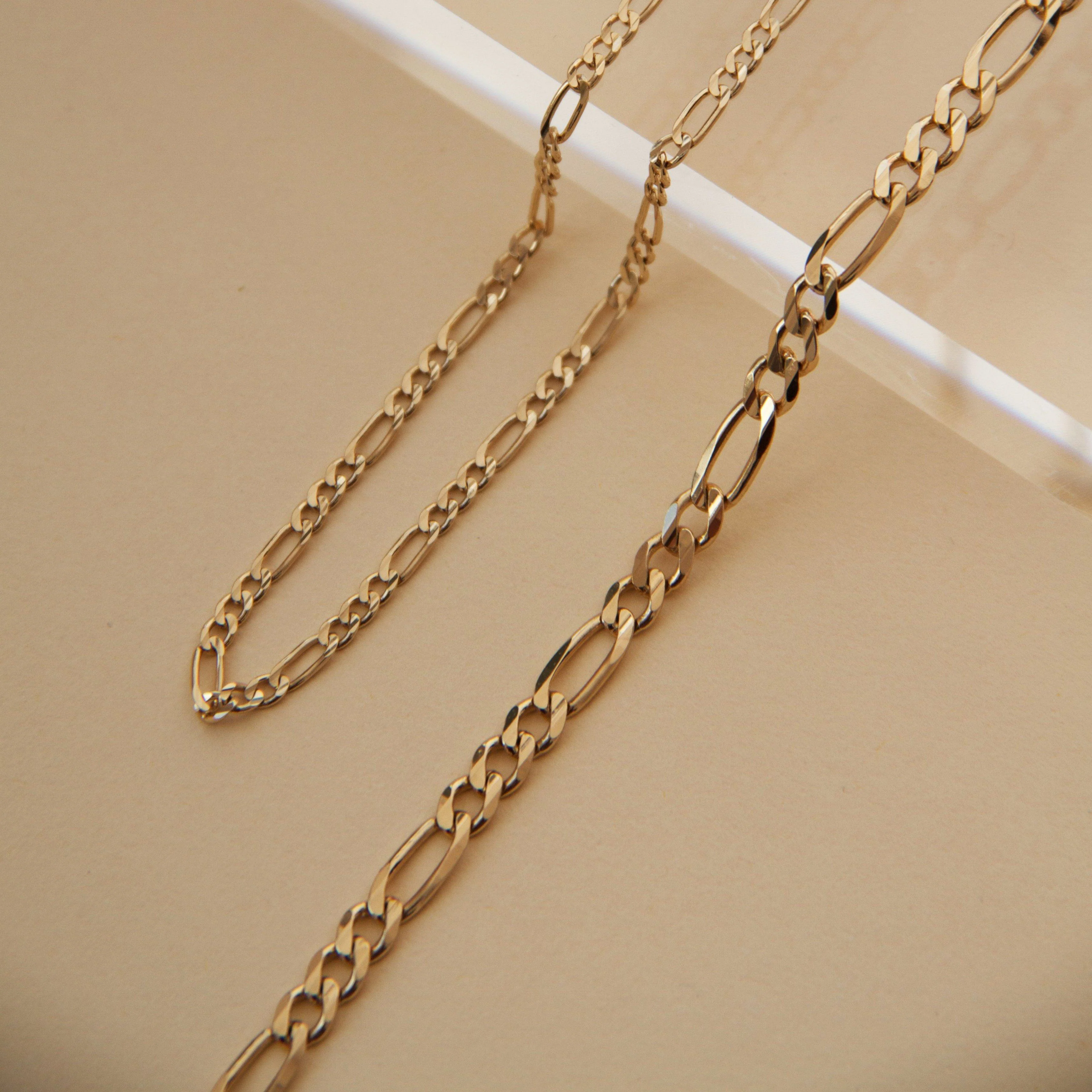 Medium Gold Figaro Chain Bracelet - Image 7