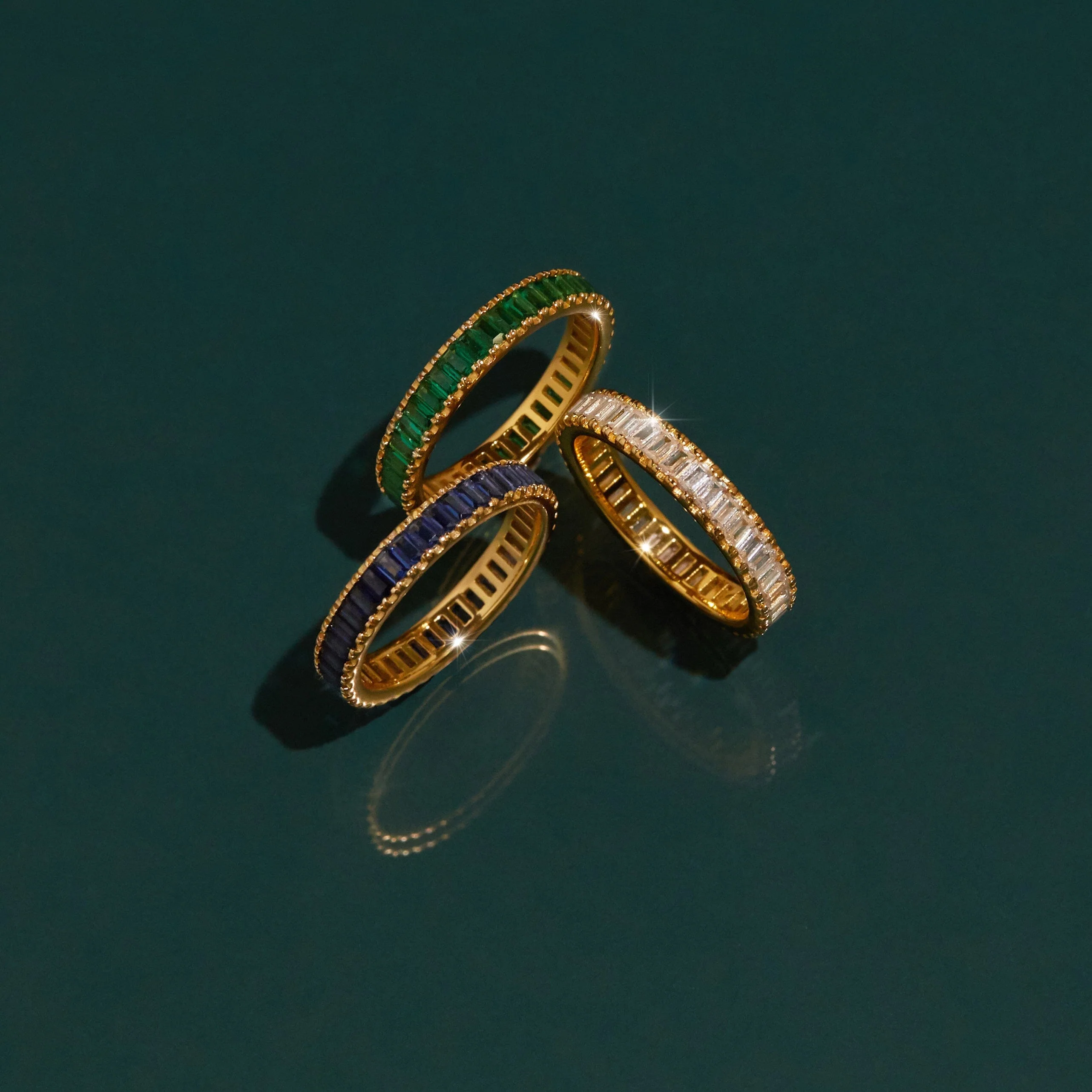Lab Grown White Sapphire Baguette Eternity Ring - Image 8