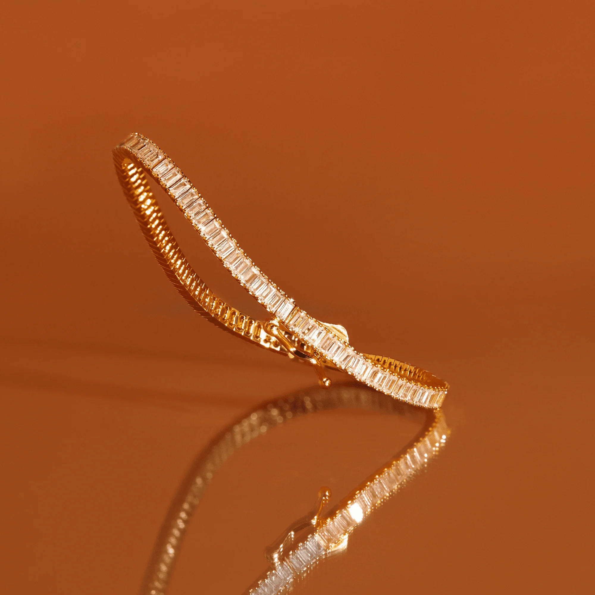 Lab Grown White Sapphire Baguette Tennis Bracelet - 12ct - Image 7