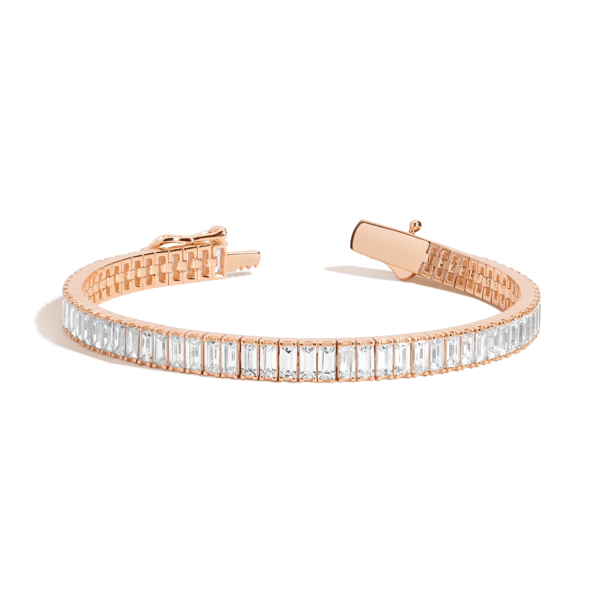 Lab Grown White Sapphire Baguette Tennis Bracelet - Image 9
